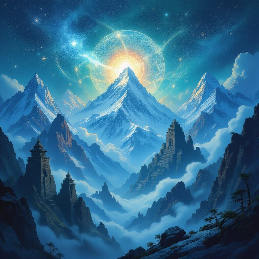 Cosmic Horror Meets Mystical Landscapes in Ethereal Tapestry