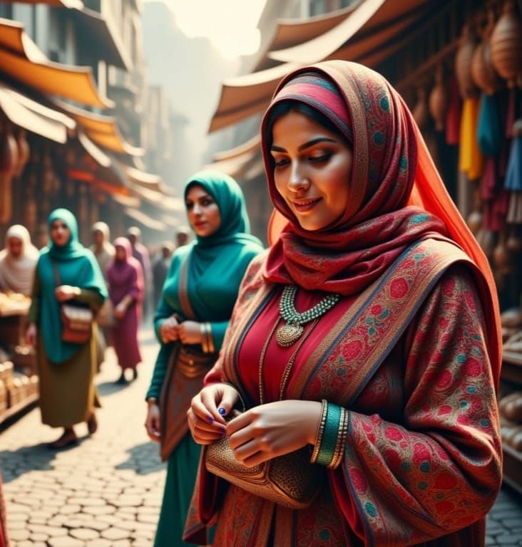 Women Shopping in an Oriental Bazaar