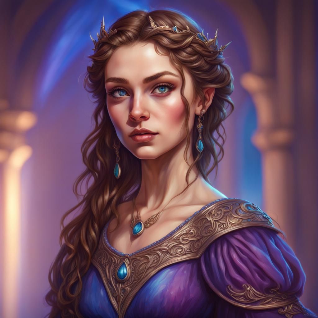 Elf Princess in Purple Renaissance Dress