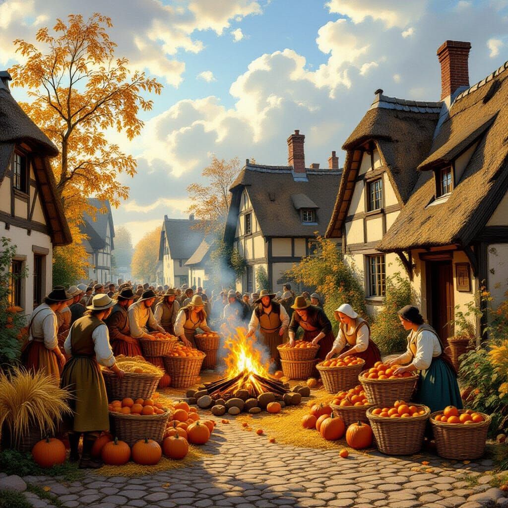 Medieval Harvest Festival in Dutch Golden Age Style