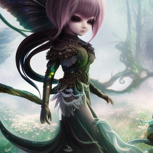 Junji Ito Style Catgirl Concept Art in Black and White