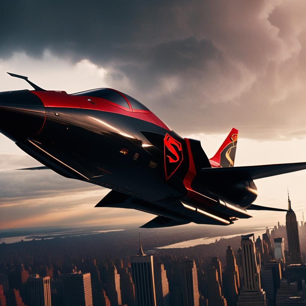 Supergirl Jet Soaring Over New York in Cinematic Style