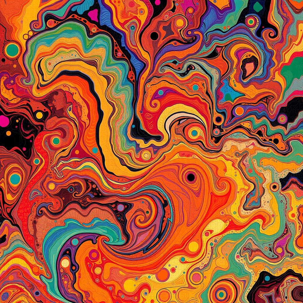 Vibrant Art Nouveau Mosaic in Swirling Colors