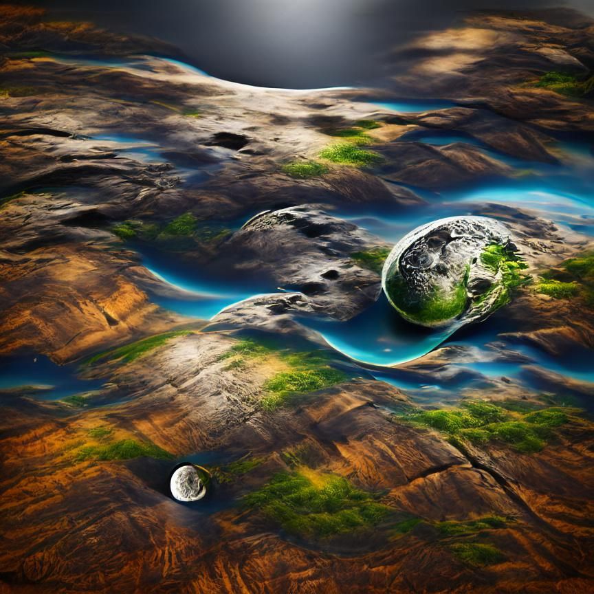 Surreal Alien Landscape with Strange Rock Formations