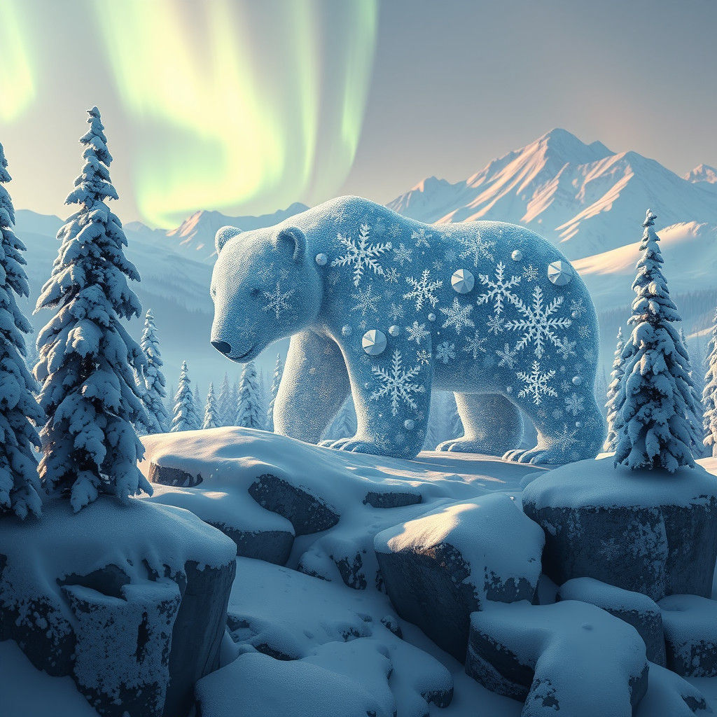 Snowflake Bear in Winter Wonderland: Matte Painting