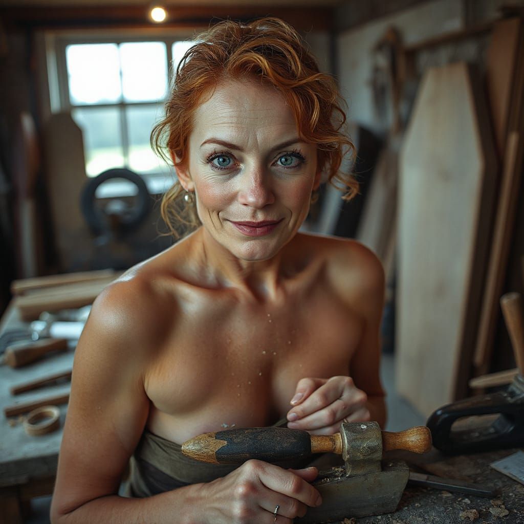 Voluptuous Carpenter in Black Forest: Digital Art