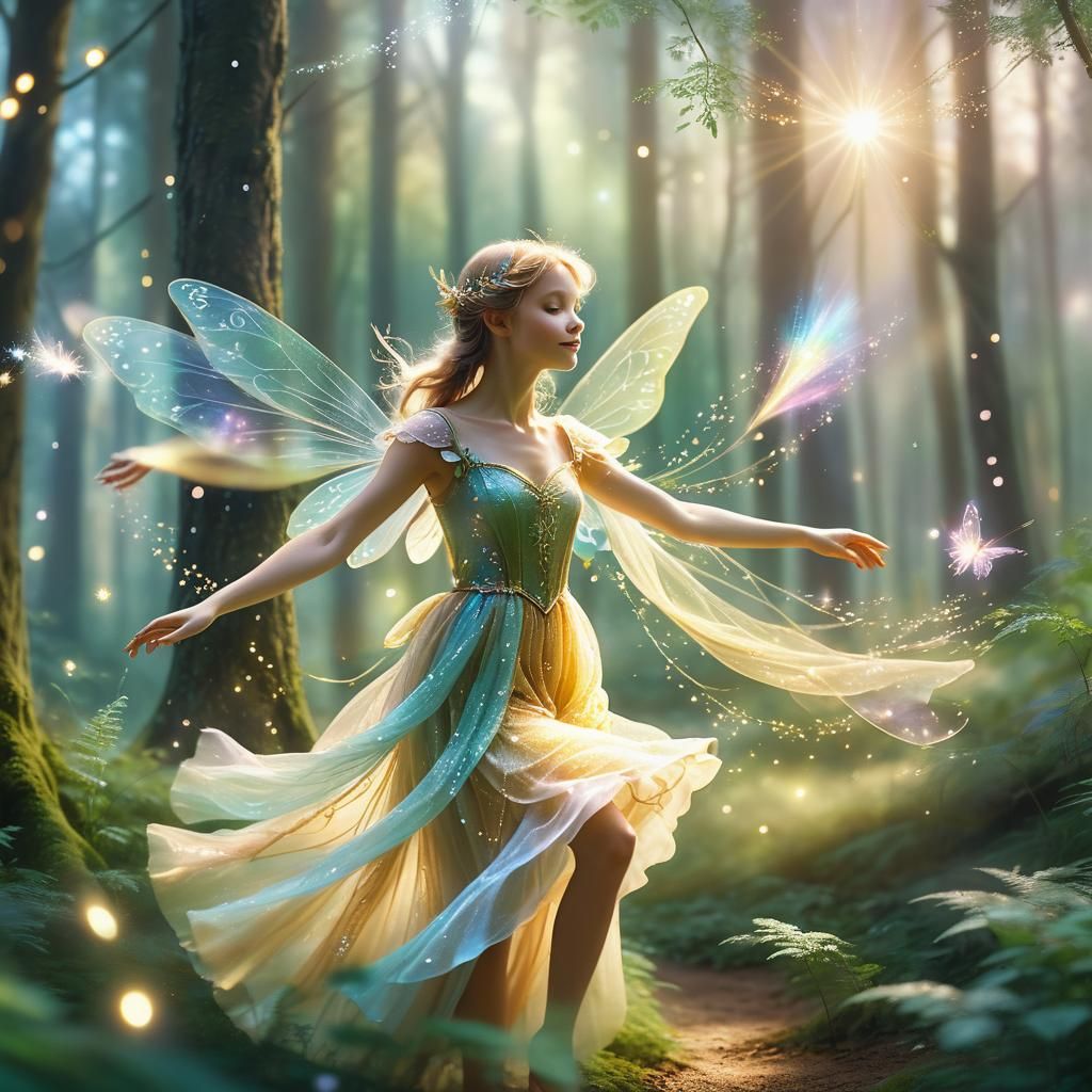 Fairy Dance in Forest Clearing: Ethereal Fantasy Art
