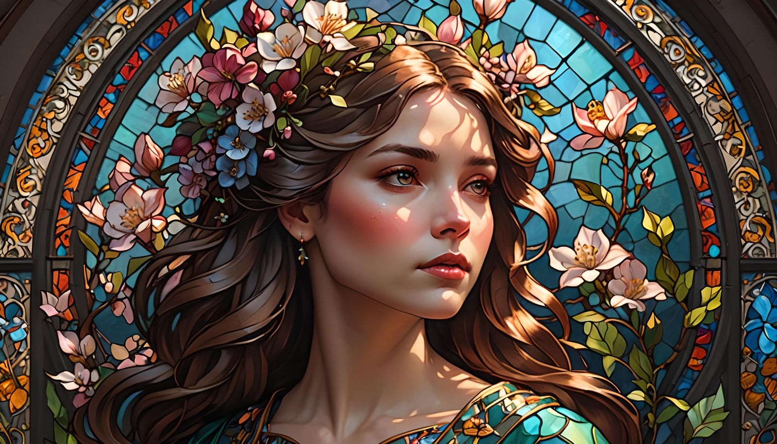 Spring Blossom Stained Glass Window Art