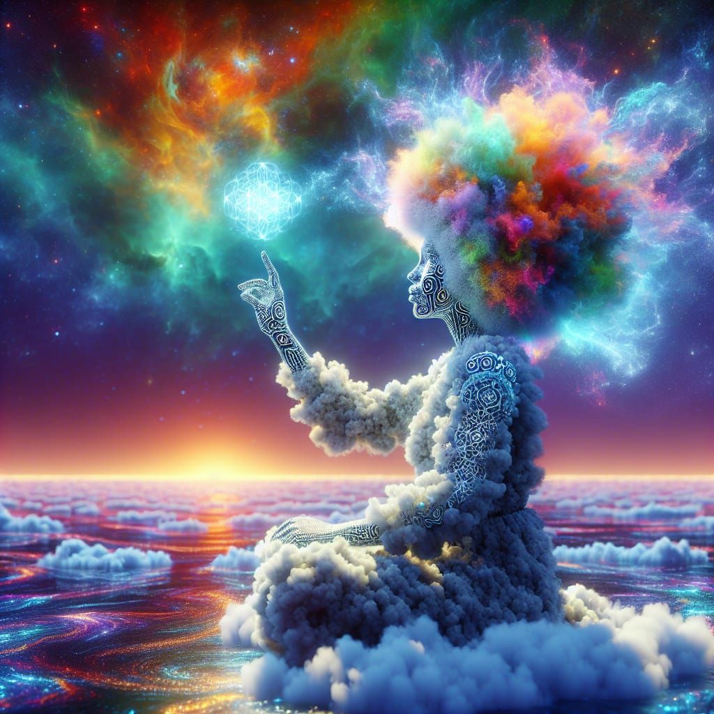 Vivid Afro Goddess of Creation by Ocean