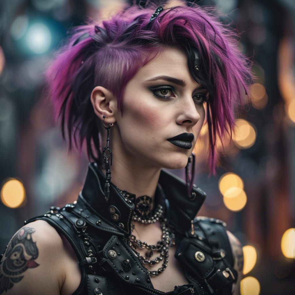 Young Gothic Punk Woman in Photorealistic Style