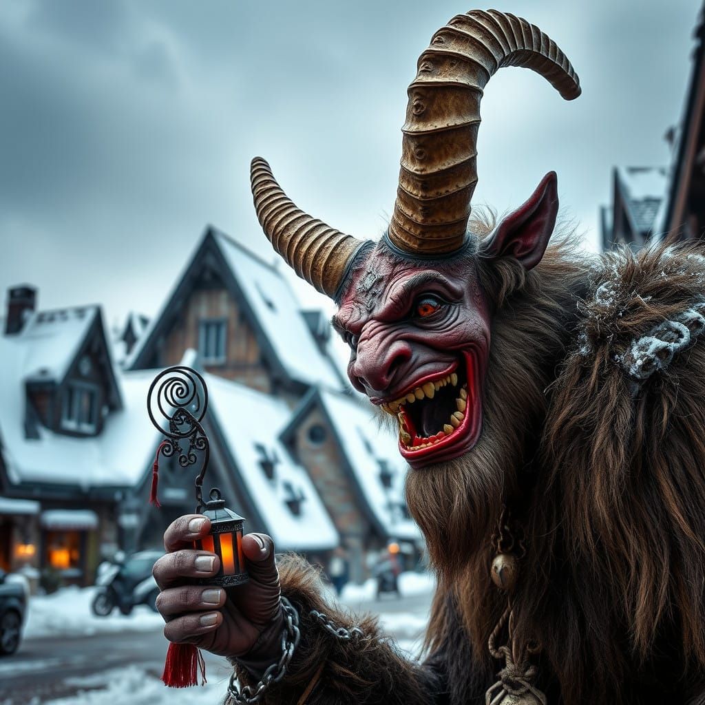 Krampus Lavishes Winter Town with Cheerful Laughter