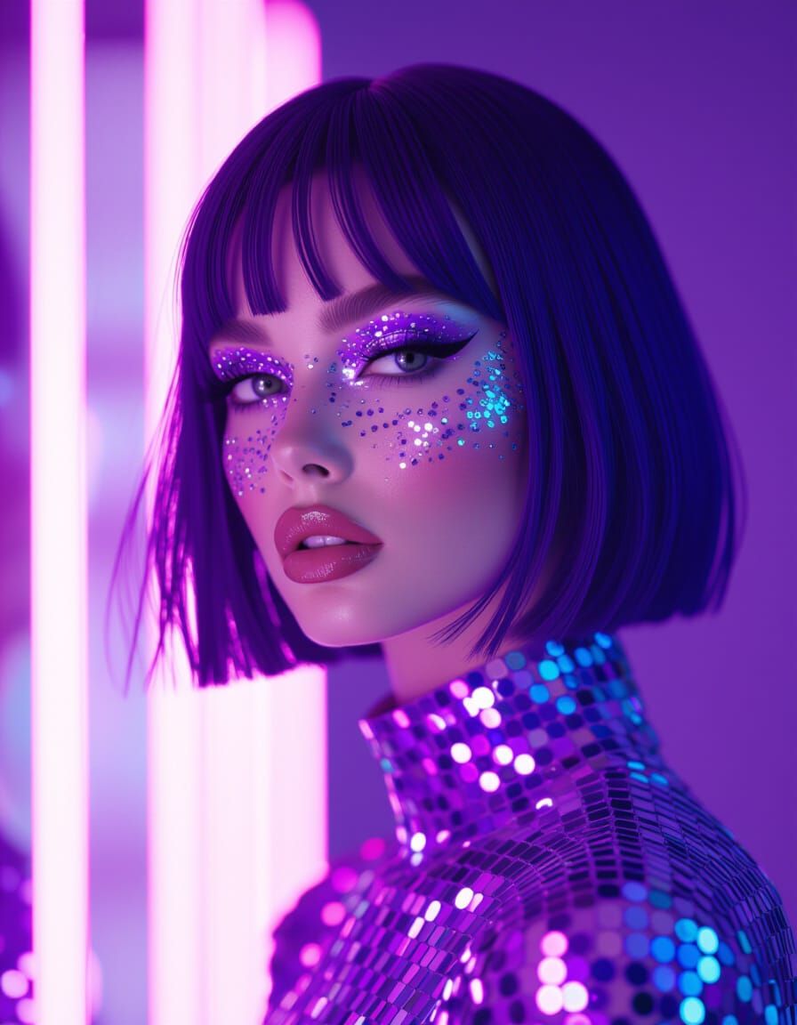 Vogue Fashion Photo: Woman with Purple Glitter Hair