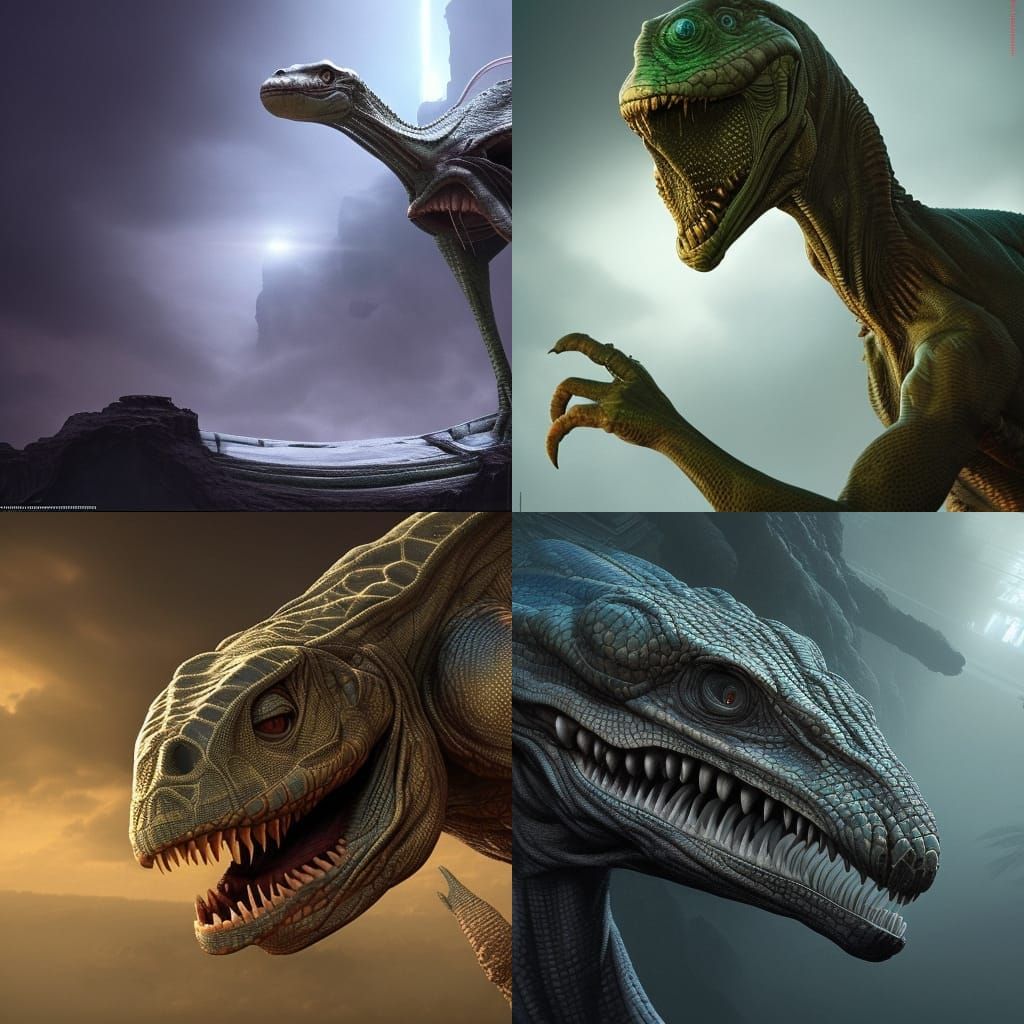 Dramatic Reptilian Alien Digital Matte Painting