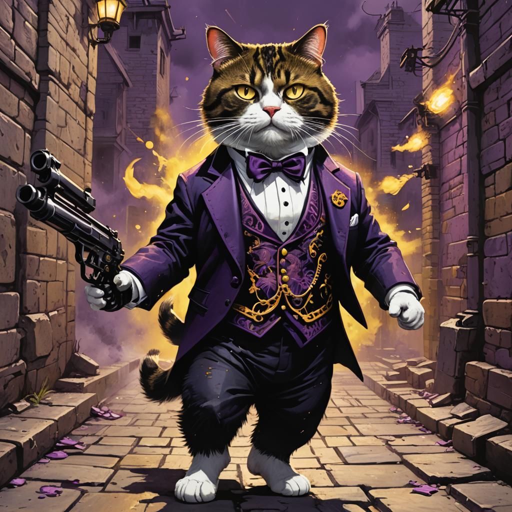 Fat Cat Assassin in Dark Fantasy Style