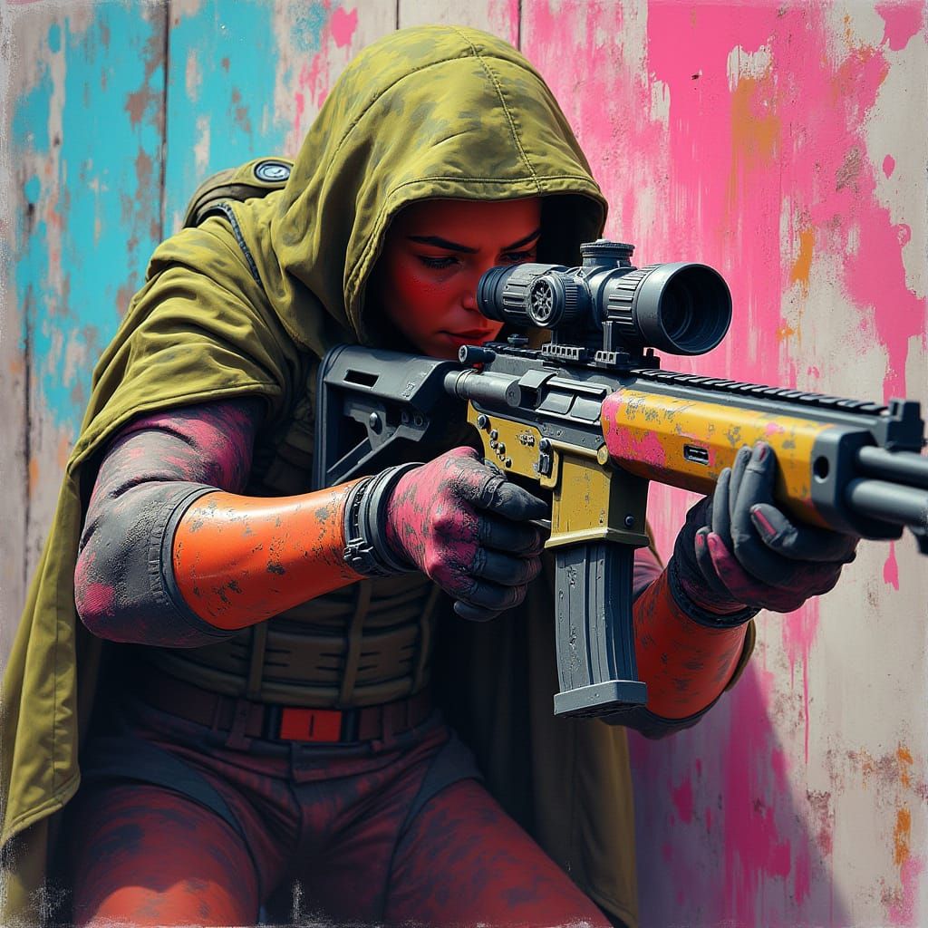 Necromunda Soldier: Graffiti Camouflage in Splash Art Style