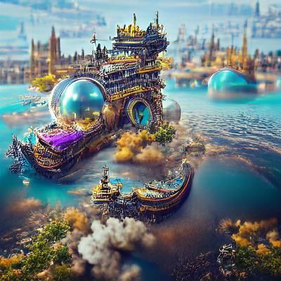 Steampunk Fantasy World with Mechanical Designs