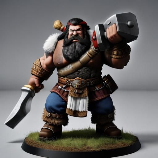 Mountain Dwarf Barbarian with Hammer