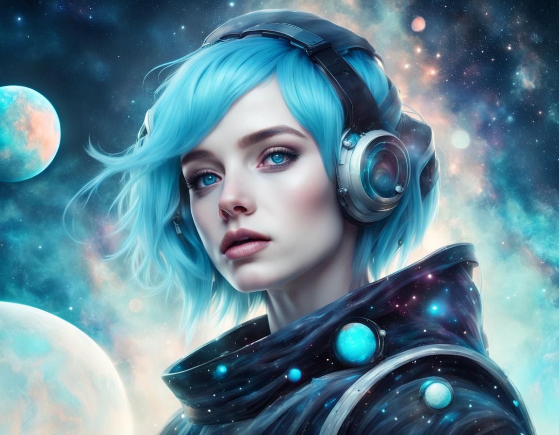 Enchanting Galactic Artist Girl Portrait