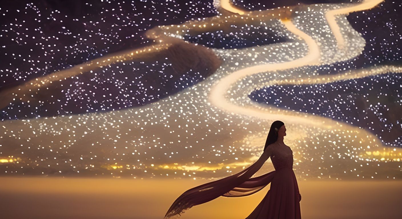 Celestial Woman in Starry Night Surrealism
