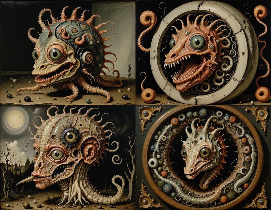 Surrealistic Homunculus in Jérôme Bosch Oil Painting Style