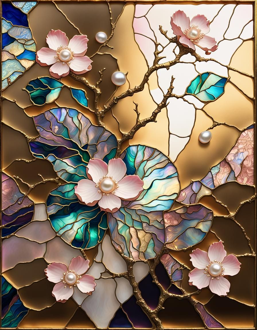 Kintsugi in Stained Glass with Sunbeams