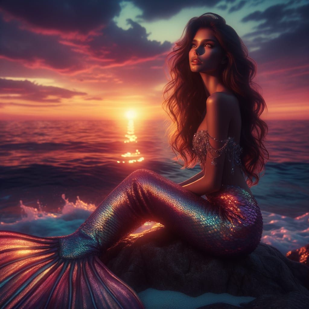Enchanting Mermaid at Sunset