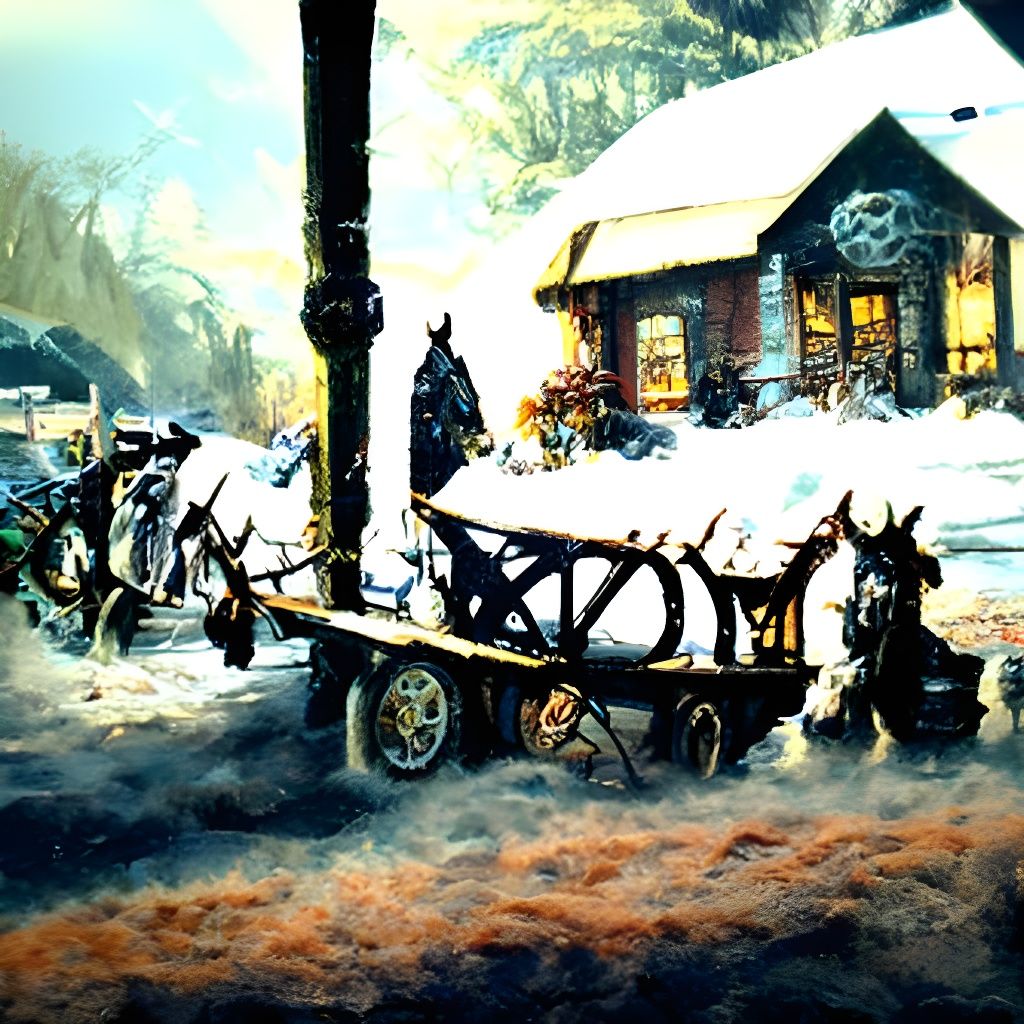 Fantasy Plow Seller in Luminist Oil Painting