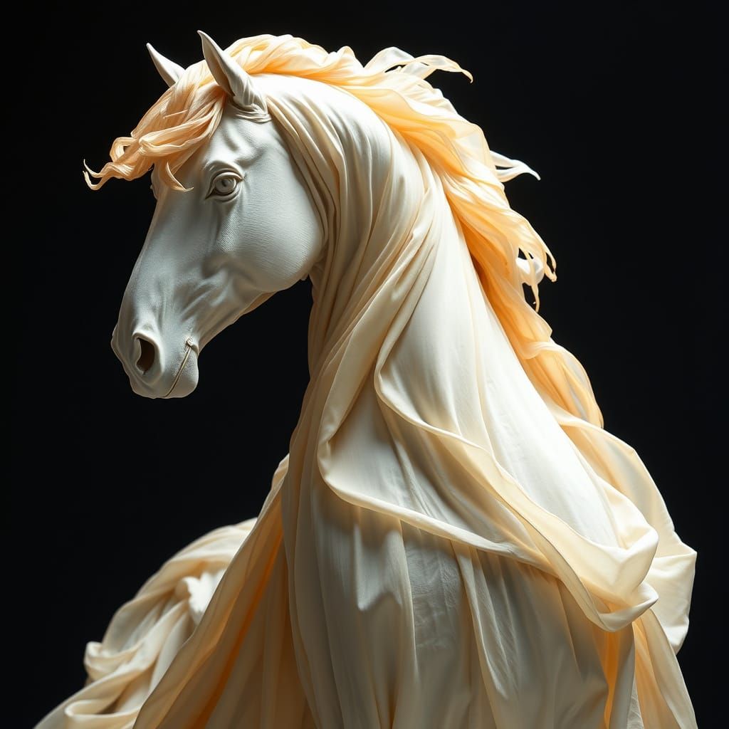 This stunning fabric work captures the essence of the horse ...