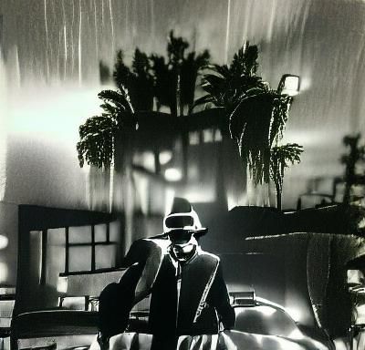 Atmospheric Film Noir Scene Generated by AI