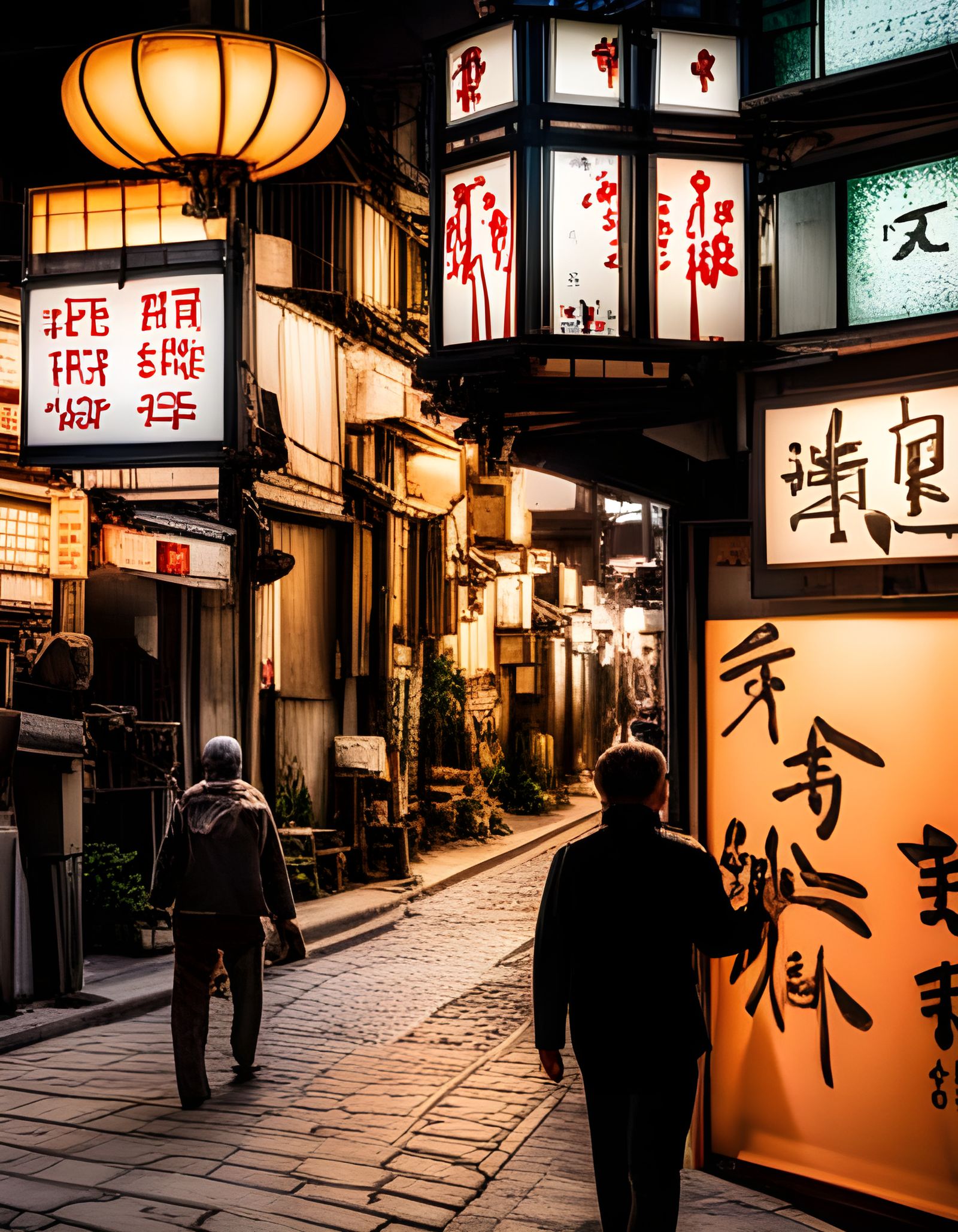 Asian Street Scene in Japanese Photography Style