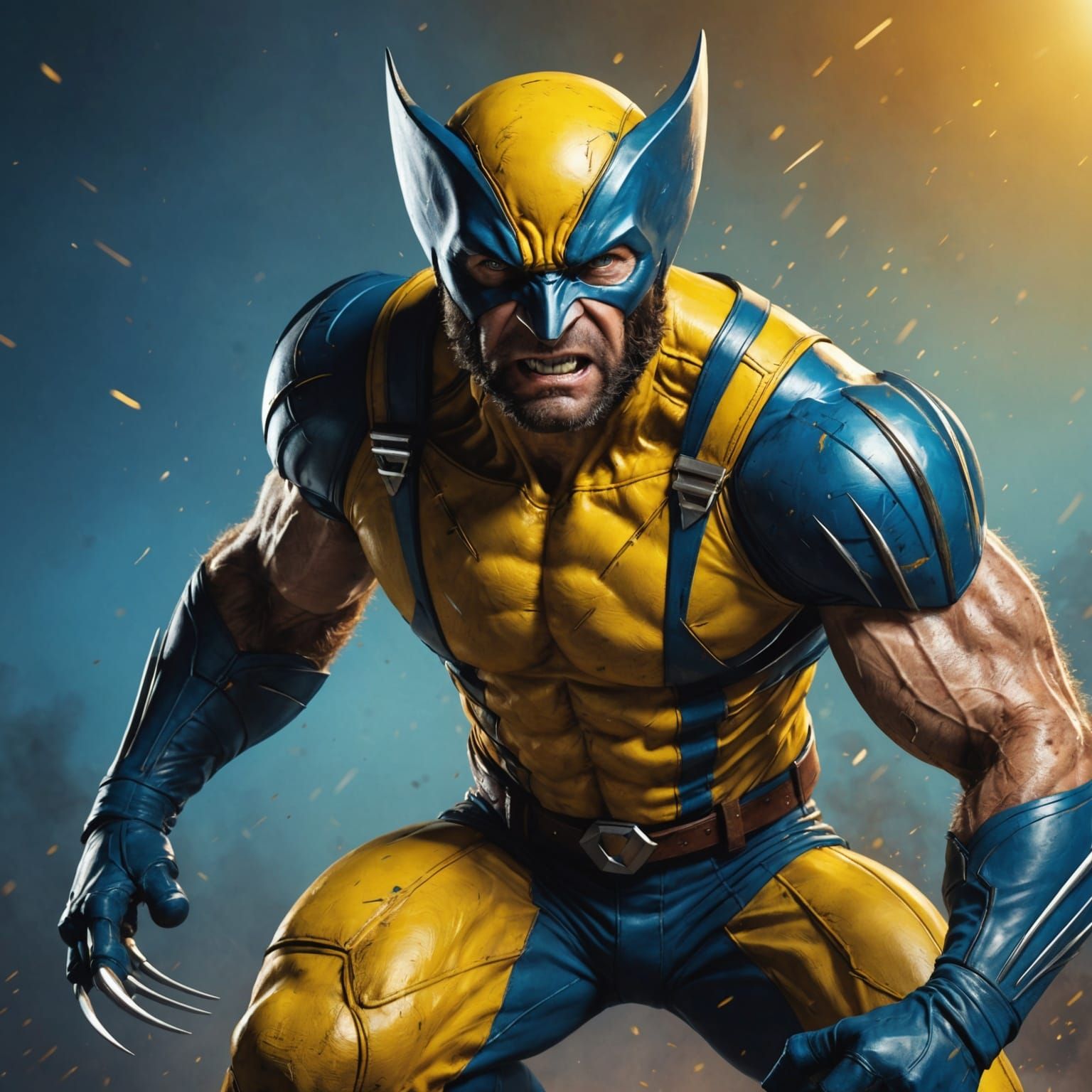 Wolverine in Classic Costume: Hyperrealistic Splash Art