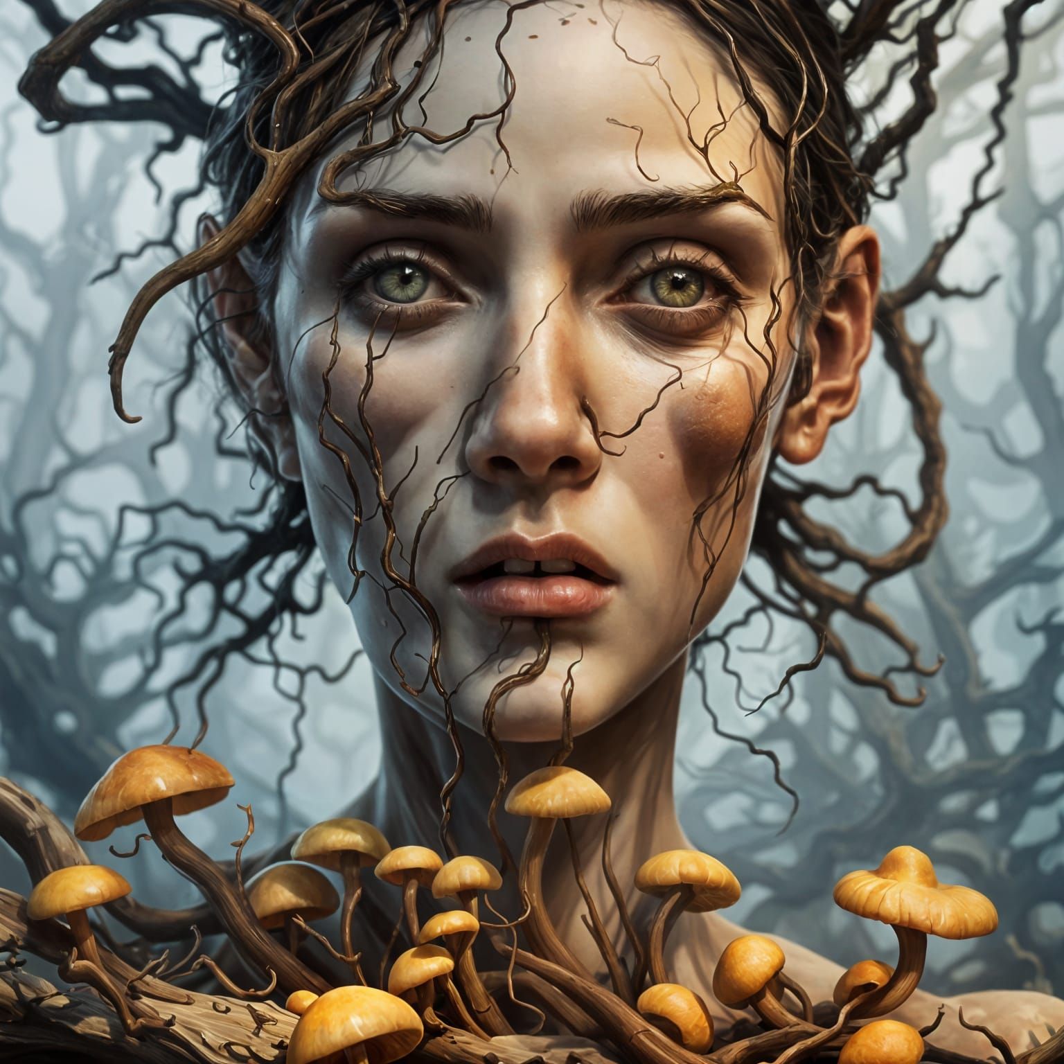 Decaying Portrait: Fungi and Spores in Detailed Art