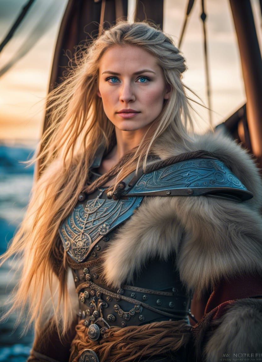 Viking Captain Portrait with Northern Lights