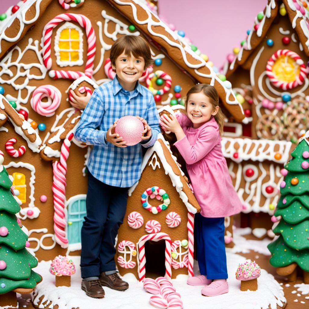 Hansel and Gretel on Gingerbread House, Pixar Style