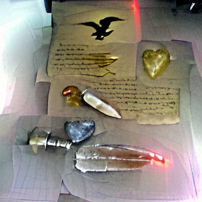 Mystical Scene with Scrolls, Quartz, and Armour