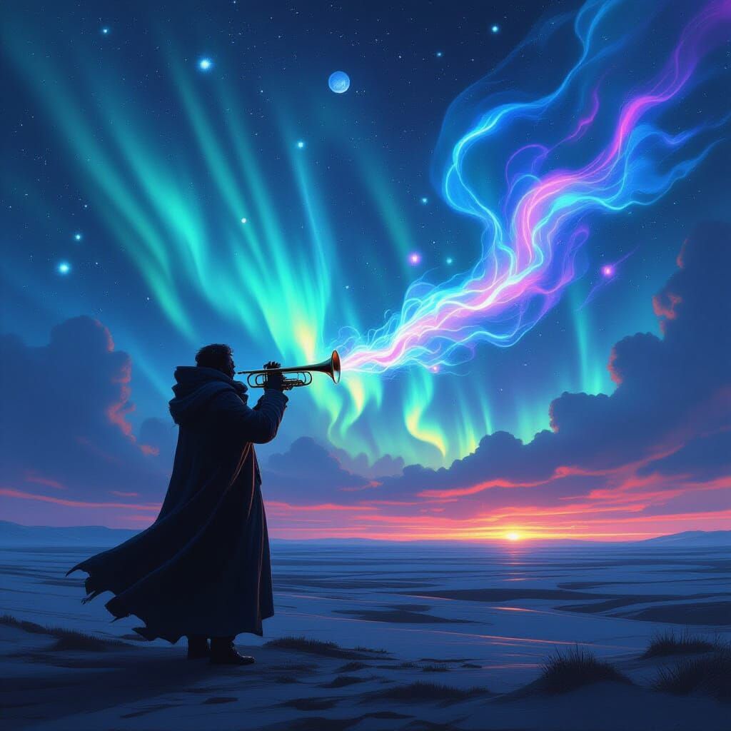 Celestial Trumpeter on Windswept Plain
