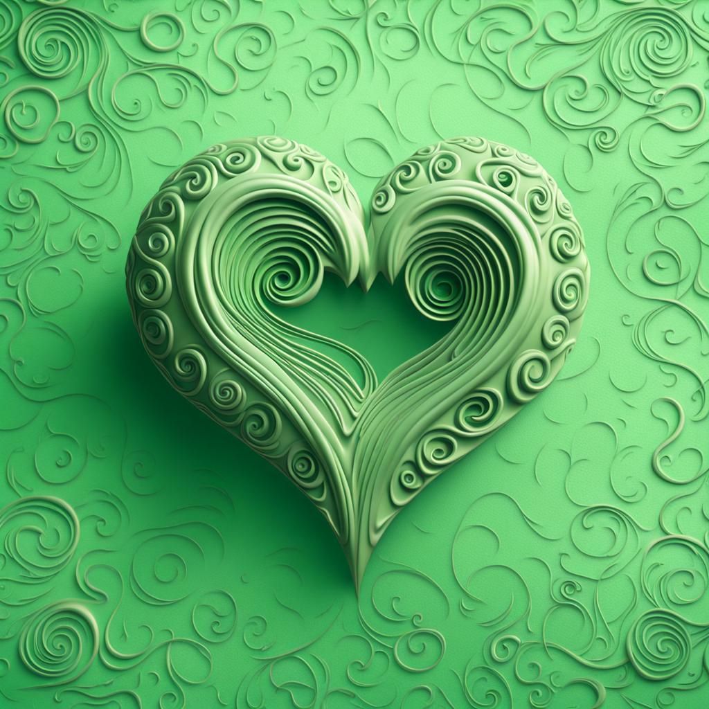 Swirling Heart on Light Green Textured Background