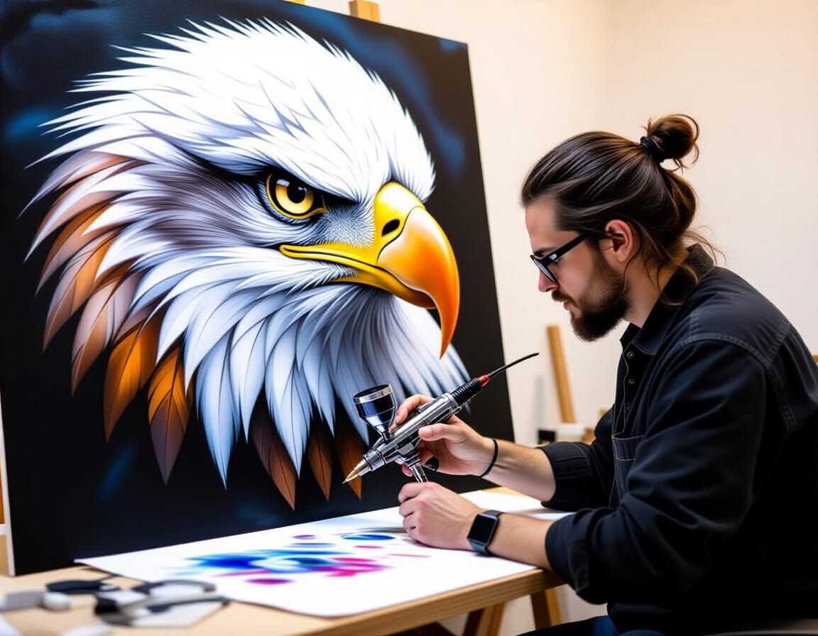 Majestic Eagle Head Airbrush Painting