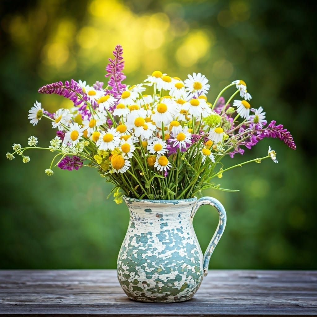 Whimsical Wildflower Bouquet in Impressionist Style