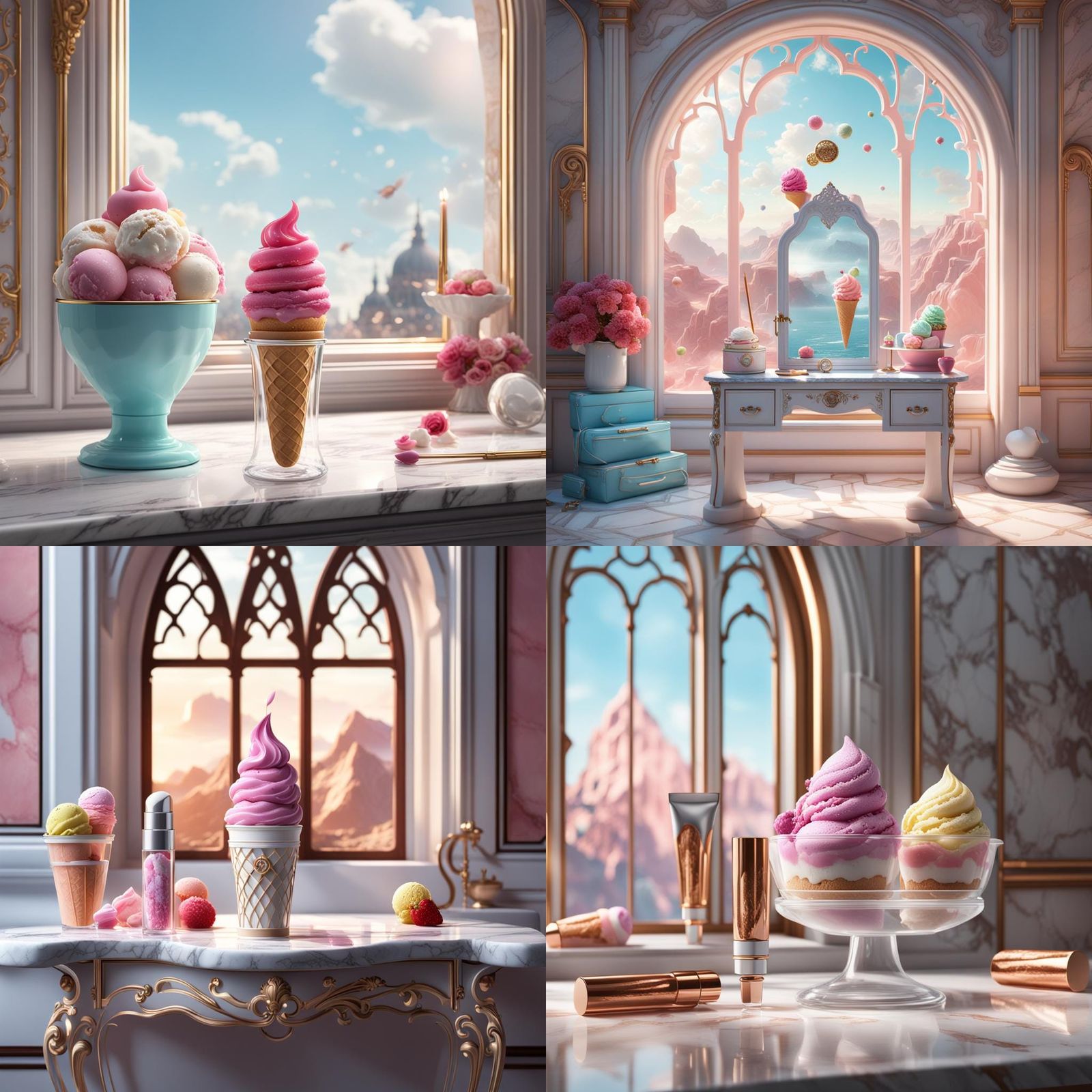 Ice Cream Lip Gloss on Marble Dressing Table