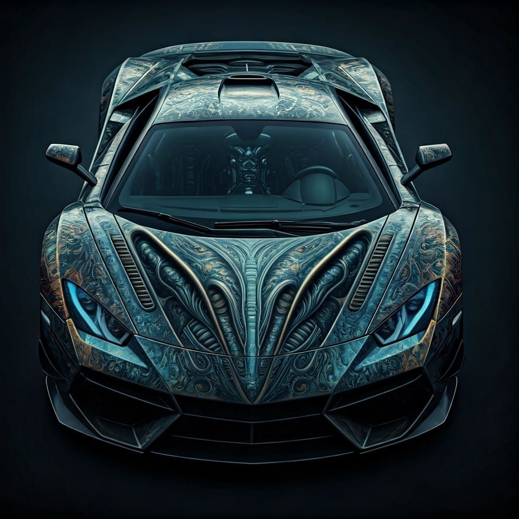 Luxury Sports Car in H.R. Giger-Inspired Xenomorph Design