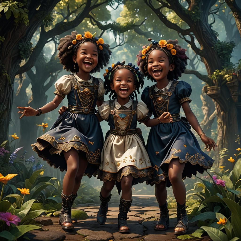 Cute Black Twin Sisters: Fantasy Concept Art