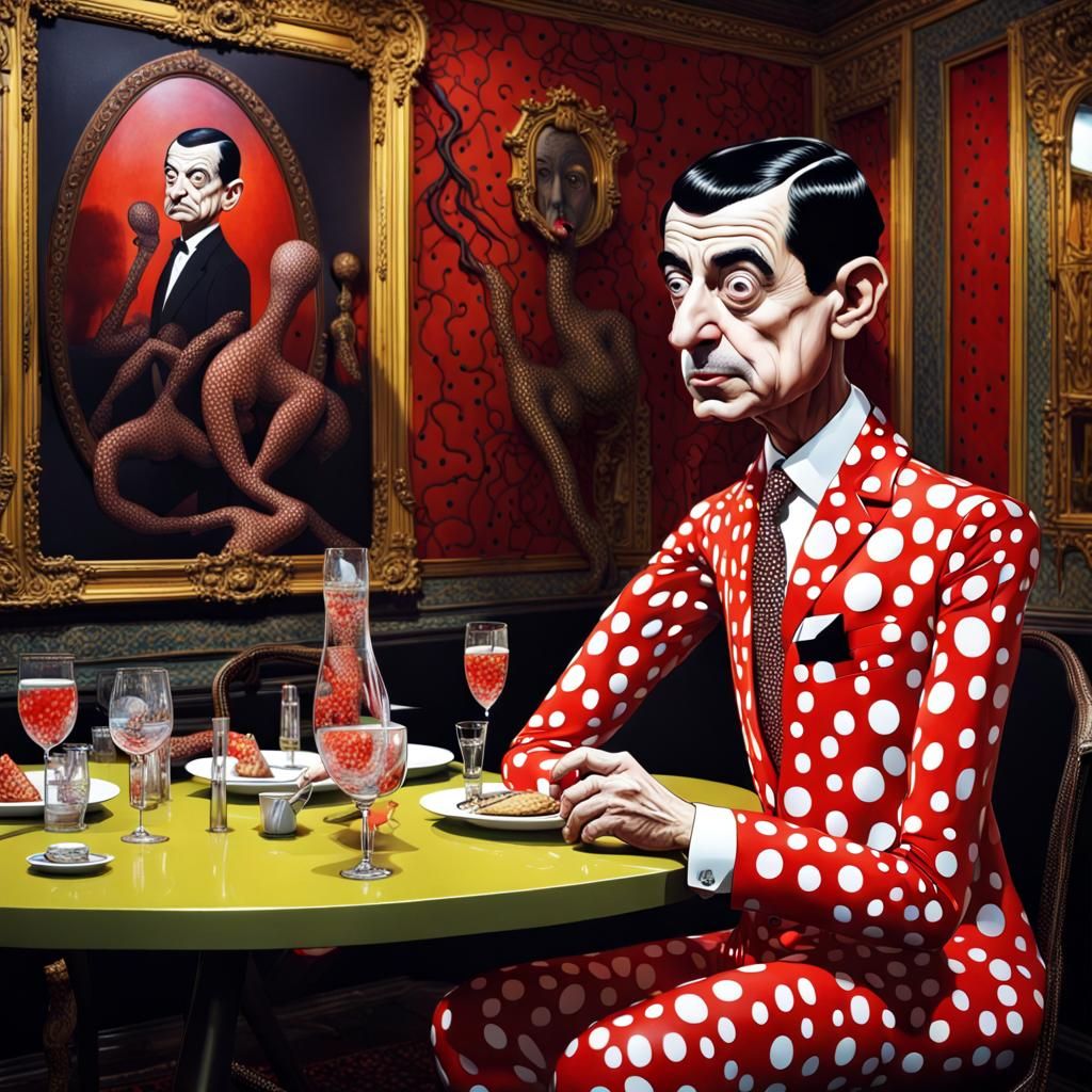 Cyborg Mr. Bean Dinner: A Digital Art Fusion