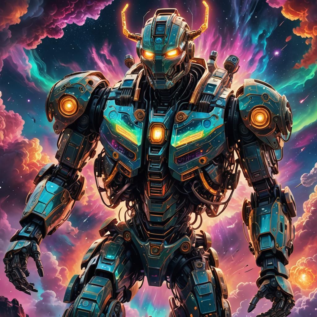 Astral Robot in Cosmic Clouds: Holographic Art