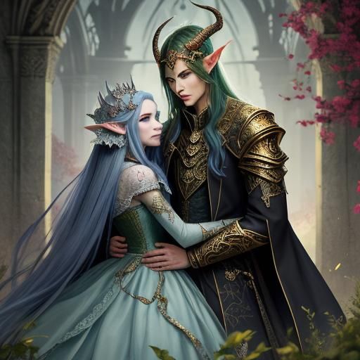 Romantic Demon King and Elven Queen Couple