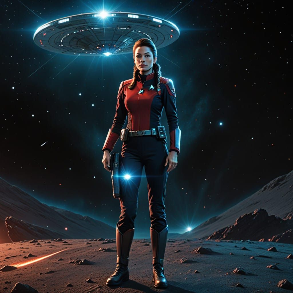 Galactic Enterprise Officer in Red Uniform
