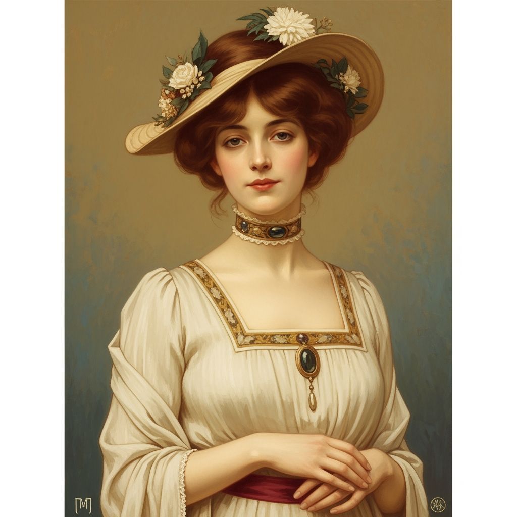 Edwardian Woman Portrait in Pre-Raphaelite Style