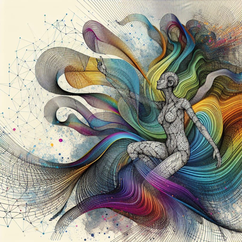 Wireframe Woman: Frequency and Energy Illustration