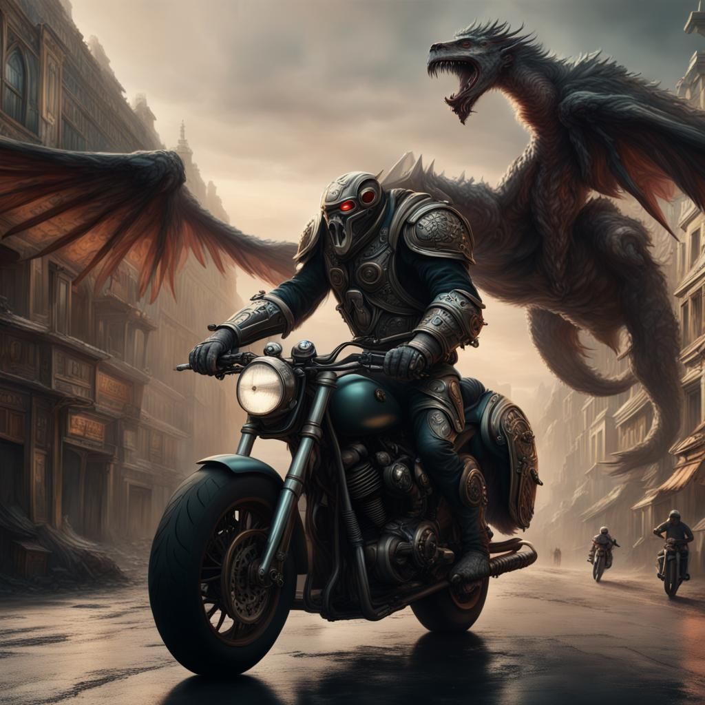 Tauric Motorcycle Creature: Maximalist Digital Art