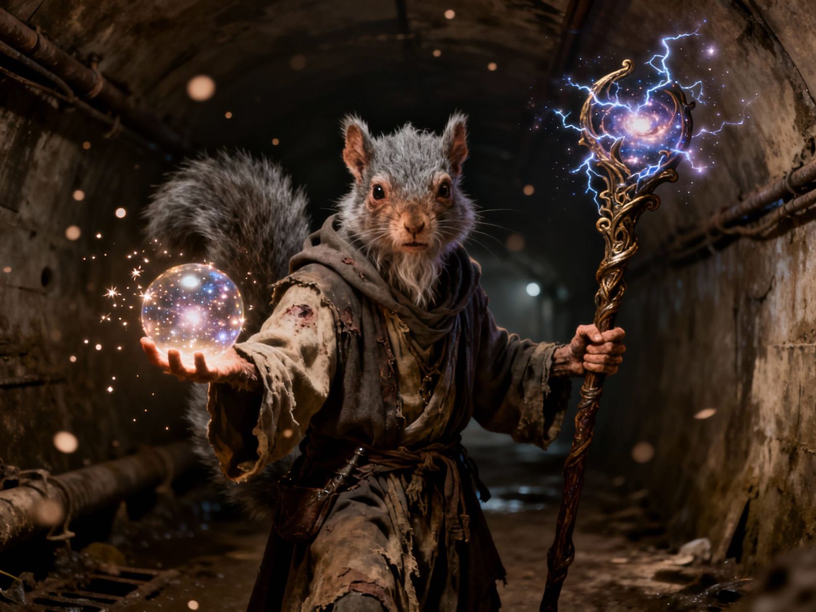 Sinister Squirrel Sorcerer Ready to Strike